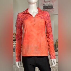 Prana Quarter Zip pullover Jacket Top with paisley pattern - long sleeves size S